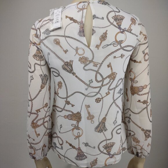 NWT WHBM White House Black Market white keys and rope layered blouse ladies XXSP - Picture 4 of 10